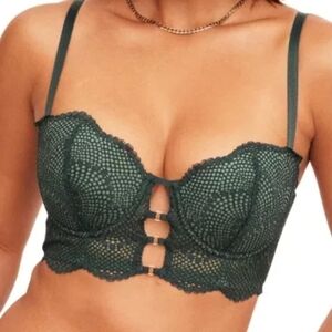Lace Underwire Bra in Dark Green